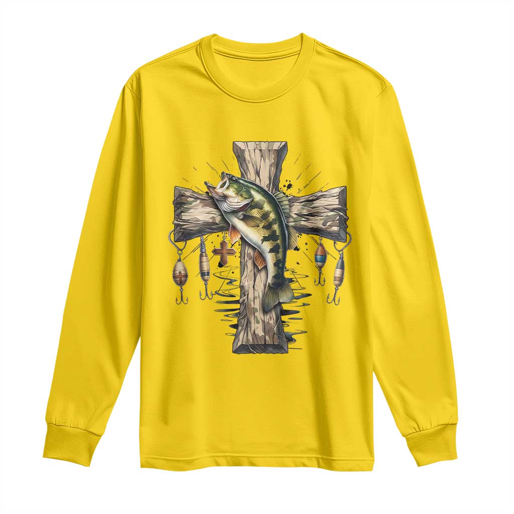 Camo Jesus Cross Fishing Long Sleeve Shirt Faith Family Fishing Fathers Day TS12 Daisy Print Your Wear