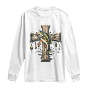 Camo Jesus Cross Fishing Long Sleeve Shirt Faith Family Fishing Fathers Day TS12 White Print Your Wear