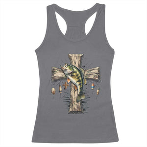 Camo Jesus Cross Fishing Racerback Tank Top Faith Family Fishing Fathers Day TS12 Charcoal Print Your Wear
