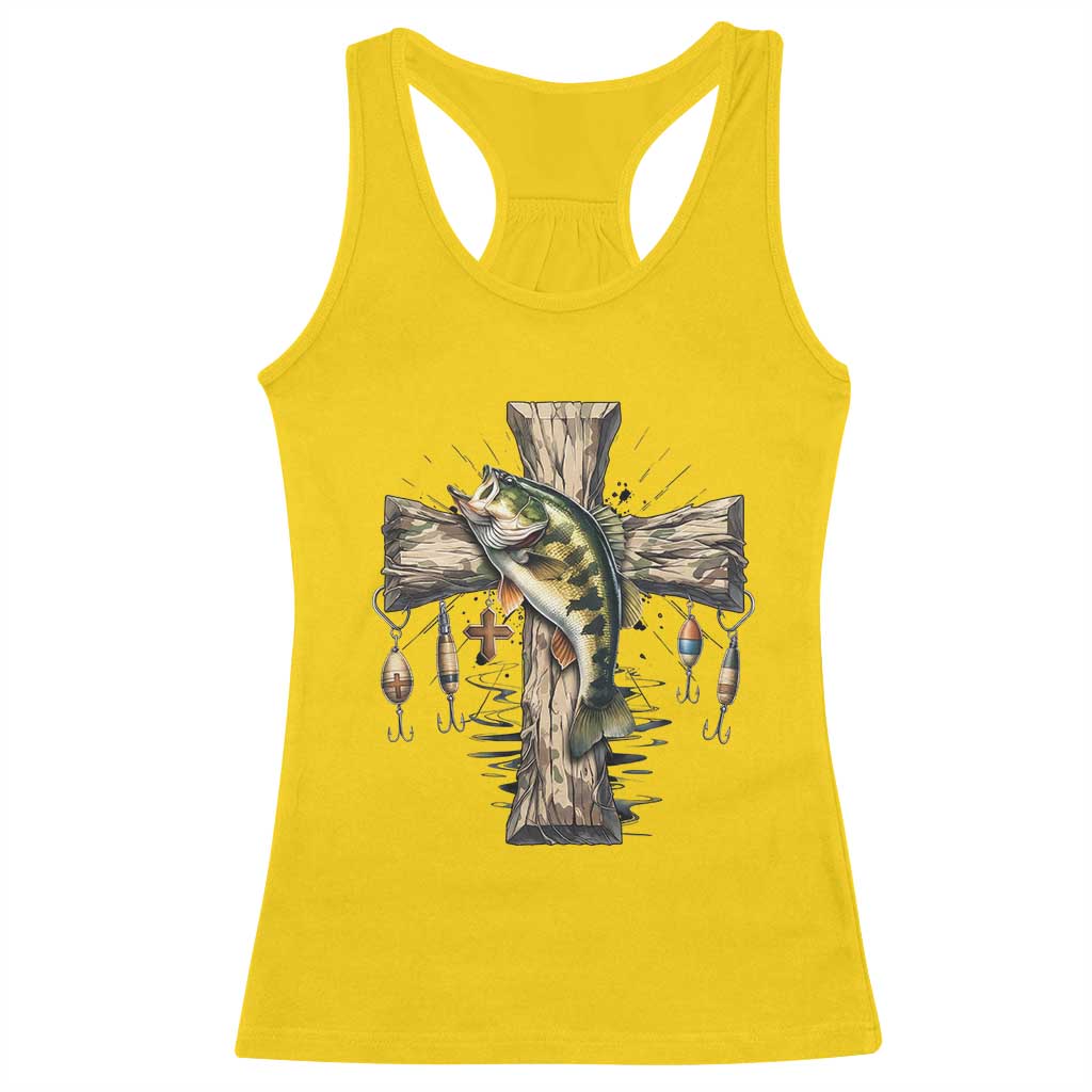 Camo Jesus Cross Fishing Racerback Tank Top Faith Family Fishing Fathers Day TS12 Daisy Print Your Wear