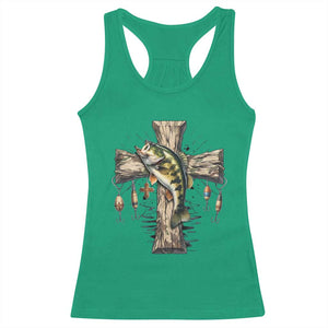 Camo Jesus Cross Fishing Racerback Tank Top Faith Family Fishing Fathers Day TS12 Irish Green Print Your Wear