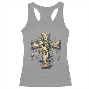 Camo Jesus Cross Fishing Racerback Tank Top Faith Family Fishing Fathers Day TS12 Sport Gray Print Your Wear