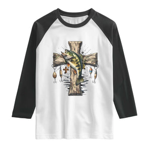 Camo Jesus Cross Fishing Raglan Shirt Faith Family Fishing Fathers Day TS12 White Black Print Your Wear