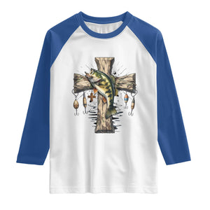 Camo Jesus Cross Fishing Raglan Shirt Faith Family Fishing Fathers Day TS12 White Royal Print Your Wear
