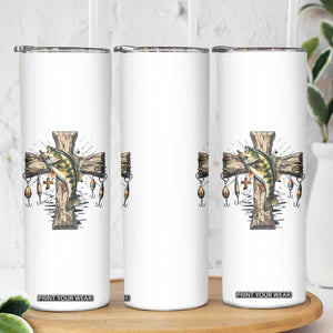 Camo Jesus Cross Fishing Skinny Tumbler Faith Family Fishing Fathers Day TS12 Print Your Wear