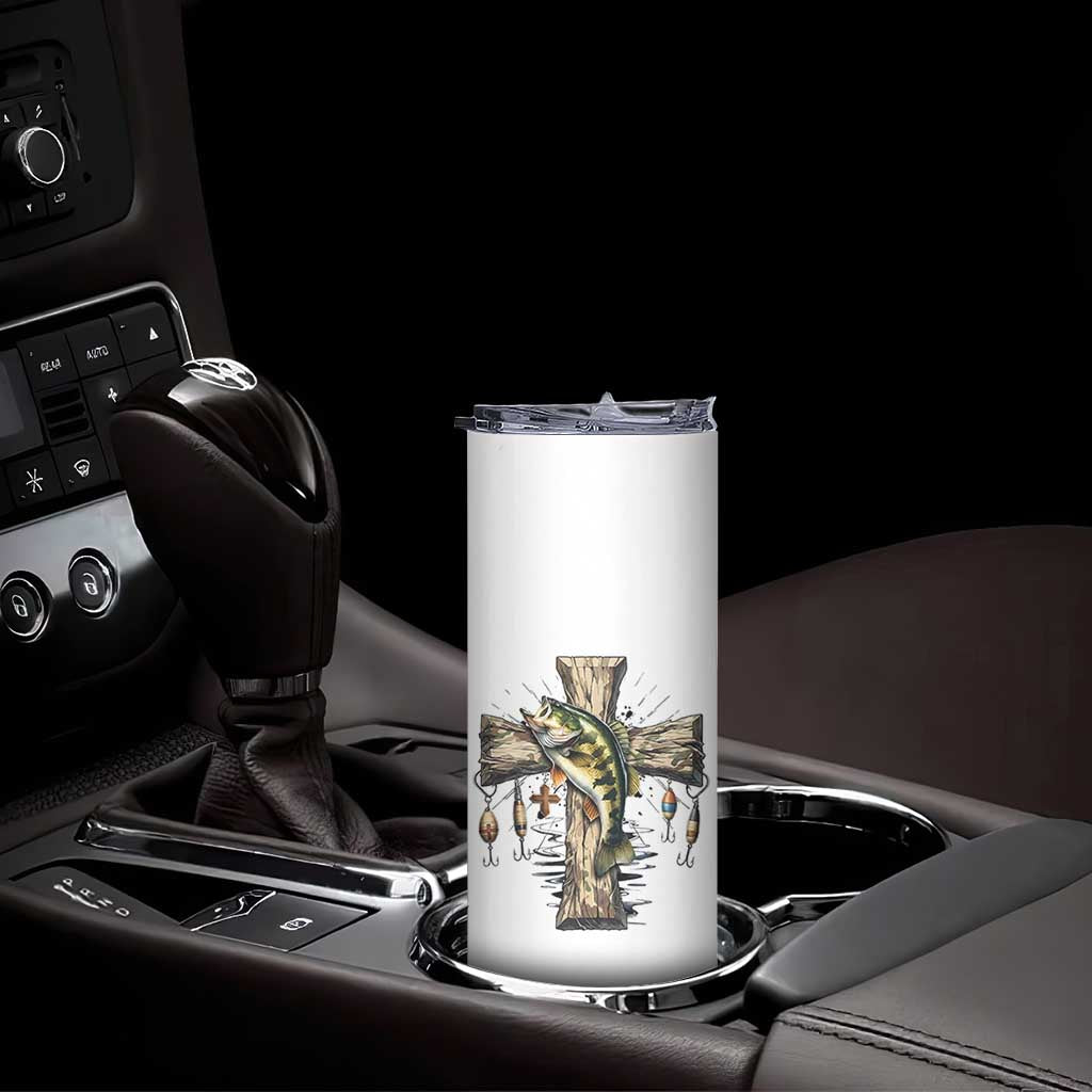 Camo Jesus Cross Fishing Skinny Tumbler Faith Family Fishing Fathers Day TS12 Print Your Wear