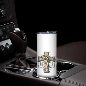 Camo Jesus Cross Fishing Skinny Tumbler Faith Family Fishing Fathers Day TS12 Print Your Wear