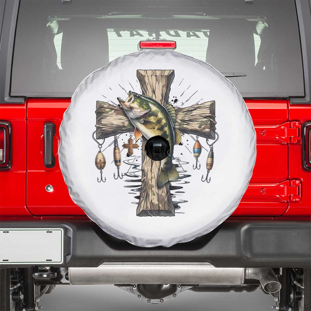 Camo Jesus Cross Fishing Spare Tire Cover Faith Family Fishing Fathers Day TS12 White Print Your Wear