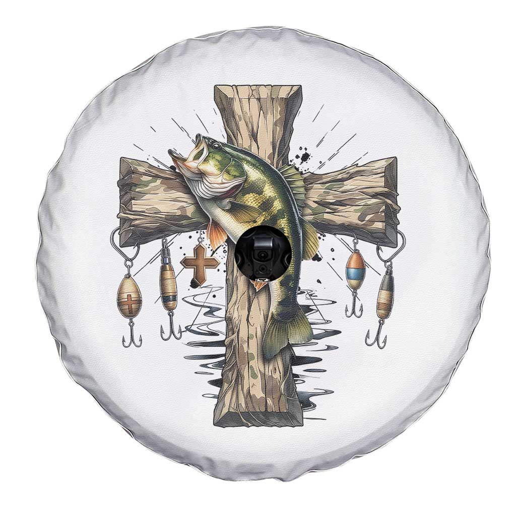 Camo Jesus Cross Fishing Spare Tire Cover Faith Family Fishing Fathers Day TS12 Print Your Wear