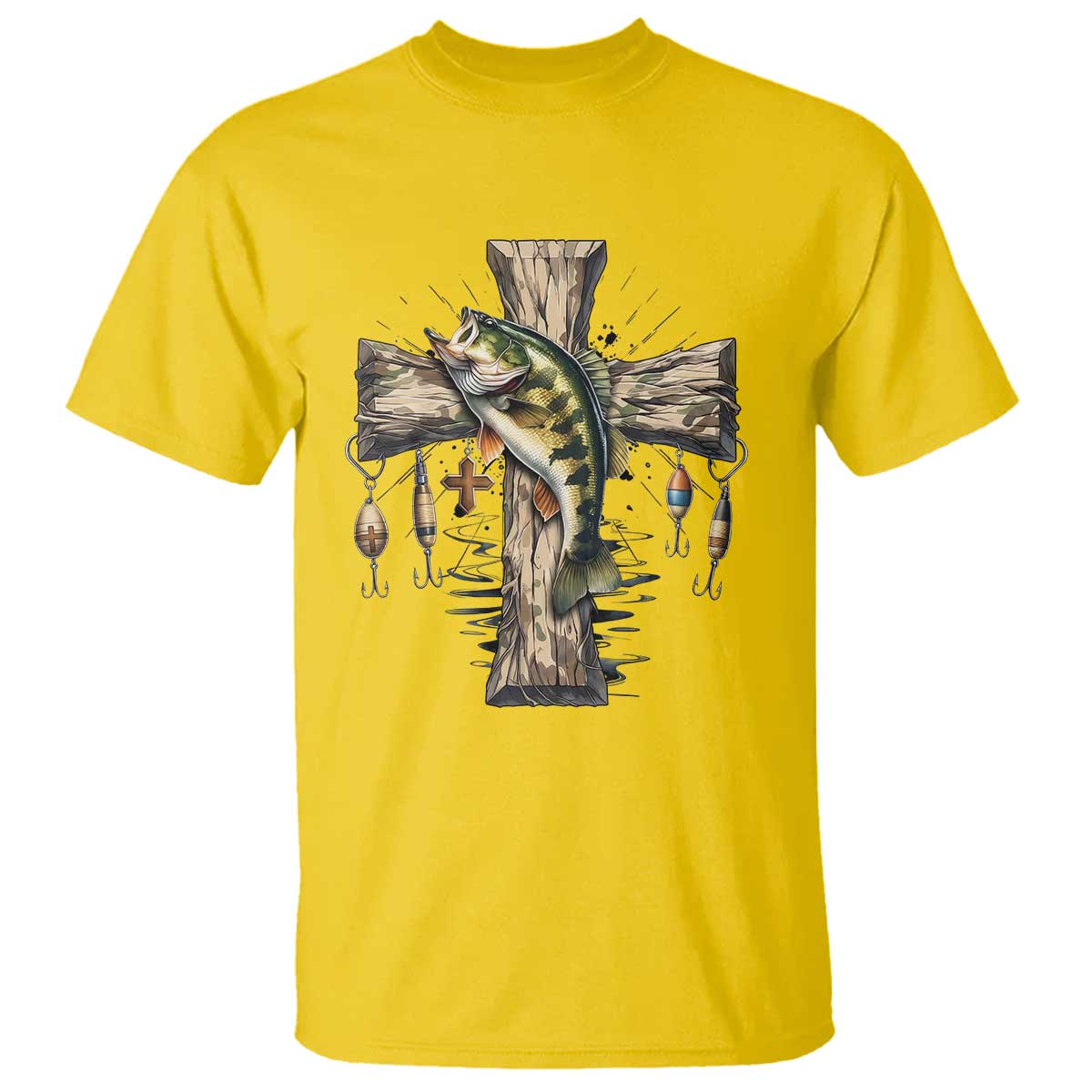 Camo Jesus Cross Fishing T Shirt Faith Family Fishing Fathers Day TS12 Daisy Print Your Wear