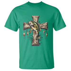 Camo Jesus Cross Fishing T Shirt Faith Family Fishing Fathers Day TS12 Irish Green Print Your Wear