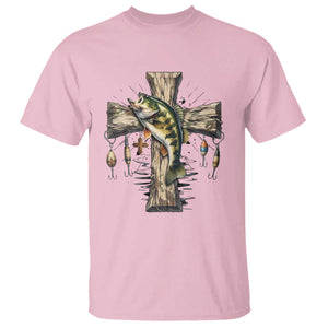 Camo Jesus Cross Fishing T Shirt Faith Family Fishing Fathers Day TS12 Light Pink Print Your Wear