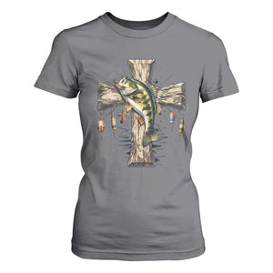 Camo Jesus Cross Fishing T Shirt For Women Faith Family Fishing Fathers Day TS12 Charcoal Print Your Wear