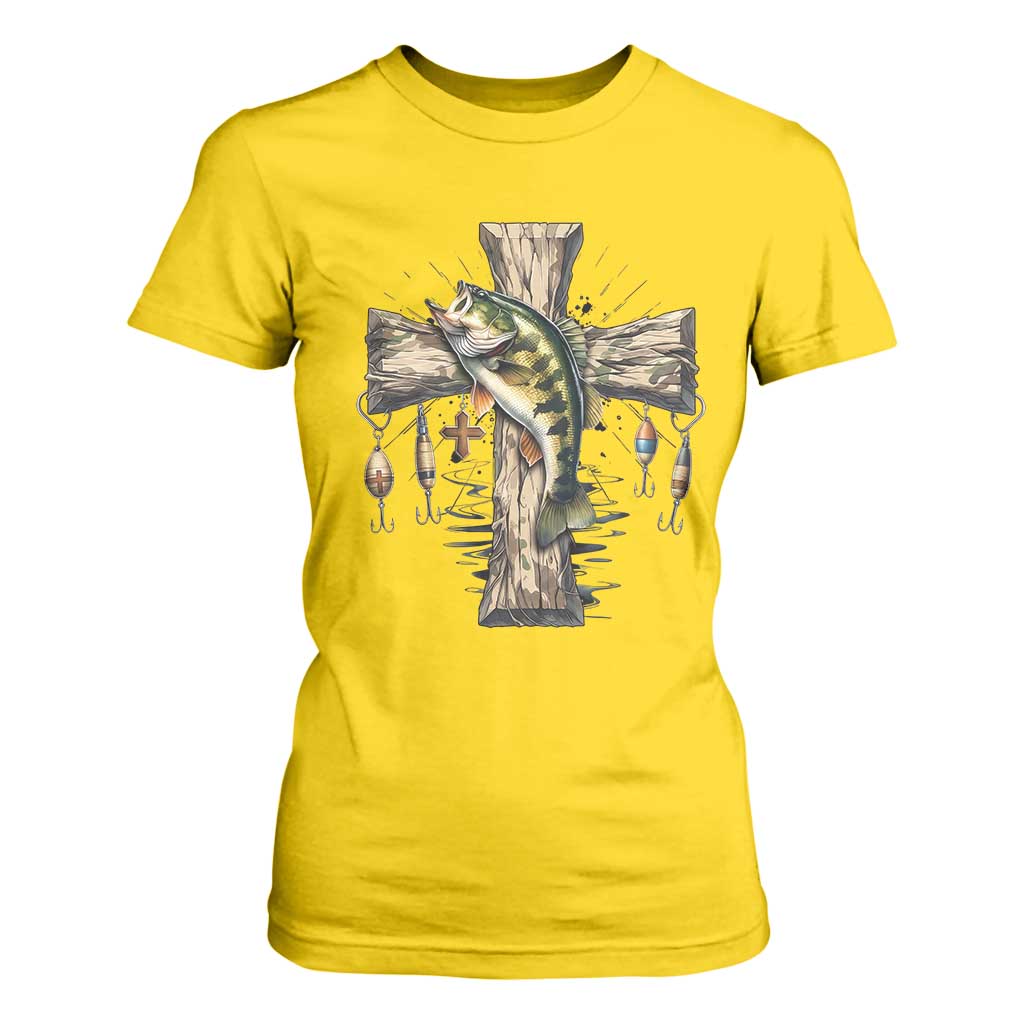 Camo Jesus Cross Fishing T Shirt For Women Faith Family Fishing Fathers Day TS12 Daisy Print Your Wear