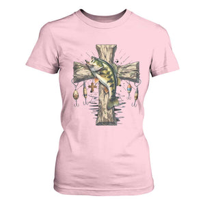Camo Jesus Cross Fishing T Shirt For Women Faith Family Fishing Fathers Day TS12 Light Pink Print Your Wear