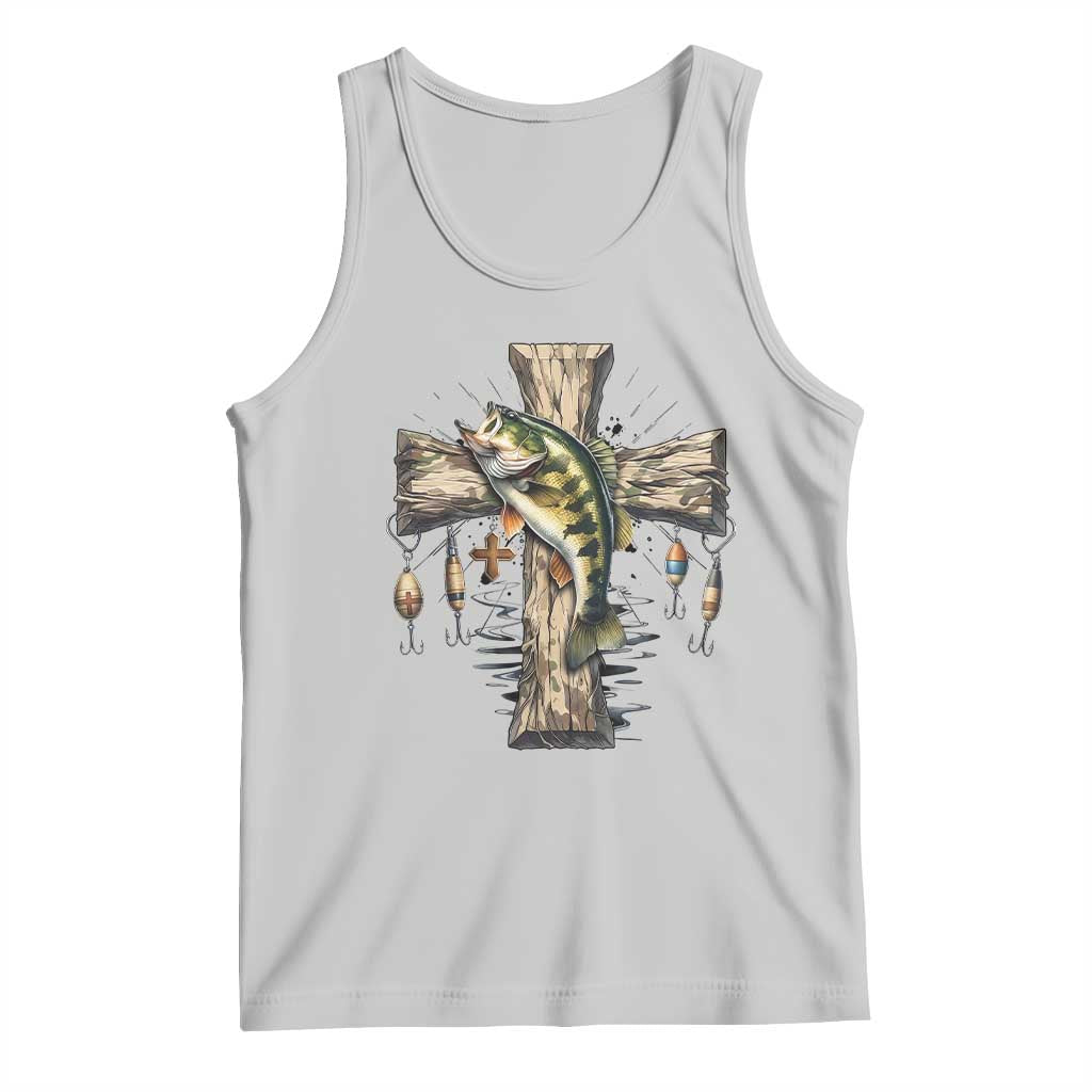 Camo Jesus Cross Fishing Tank Top Faith Family Fishing Fathers Day TS12 Ash Print Your Wear