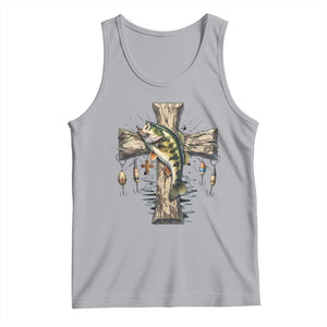 Camo Jesus Cross Fishing Tank Top Faith Family Fishing Fathers Day TS12 Athletic Heather Print Your Wear