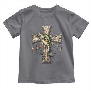Camo Jesus Cross Fishing Toddler T Shirt Faith Family Fishing Fathers Day TS12 Charcoal Print Your Wear