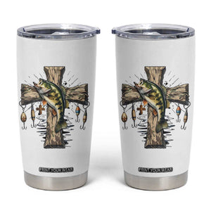 Camo Jesus Cross Fishing Tumbler Cup Faith Family Fishing Fathers Day TS12 White Print Your Wear