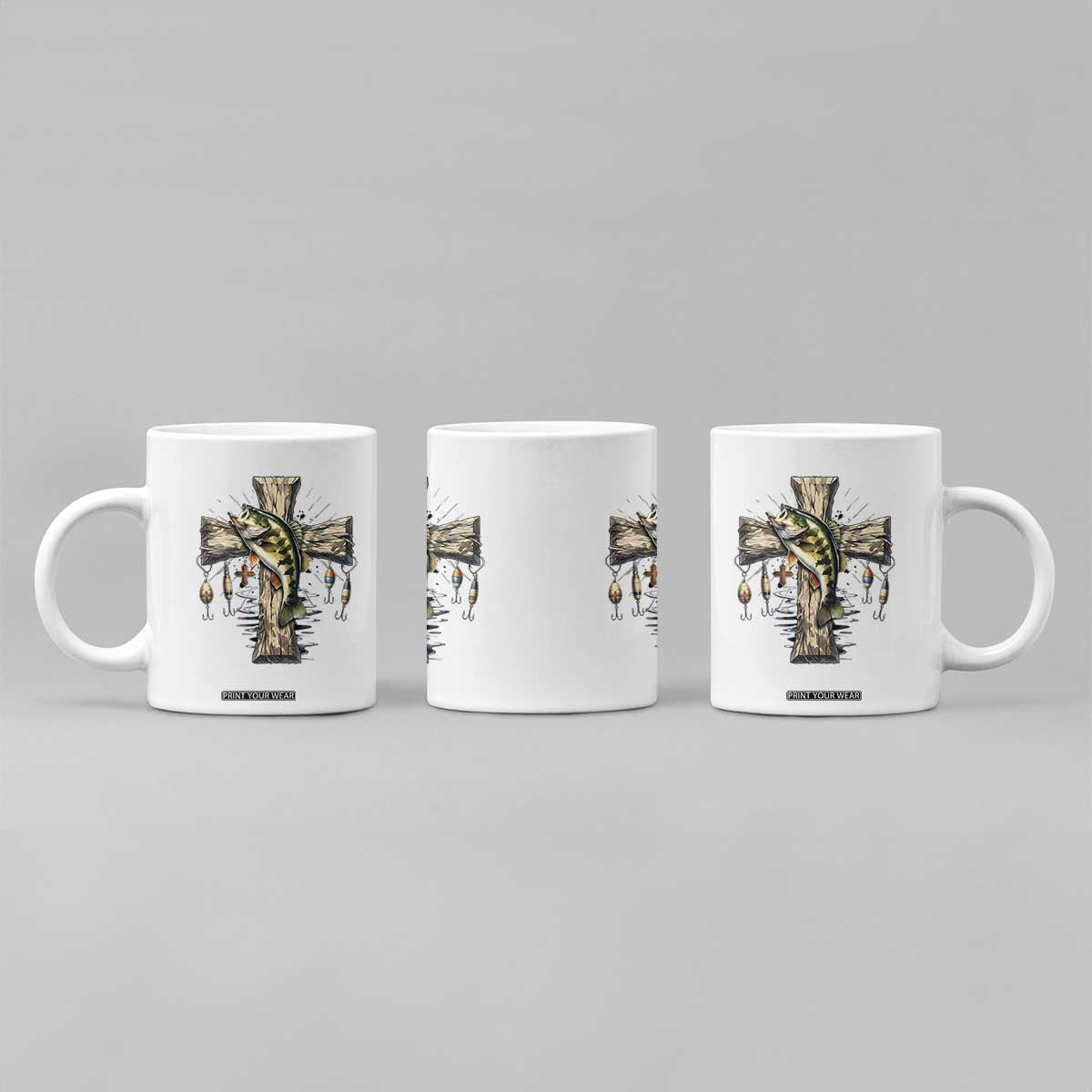 Camo Jesus Cross Fishing Coffee Mug Faith Family Fishing Fathers Day TS12 Print Your Wear