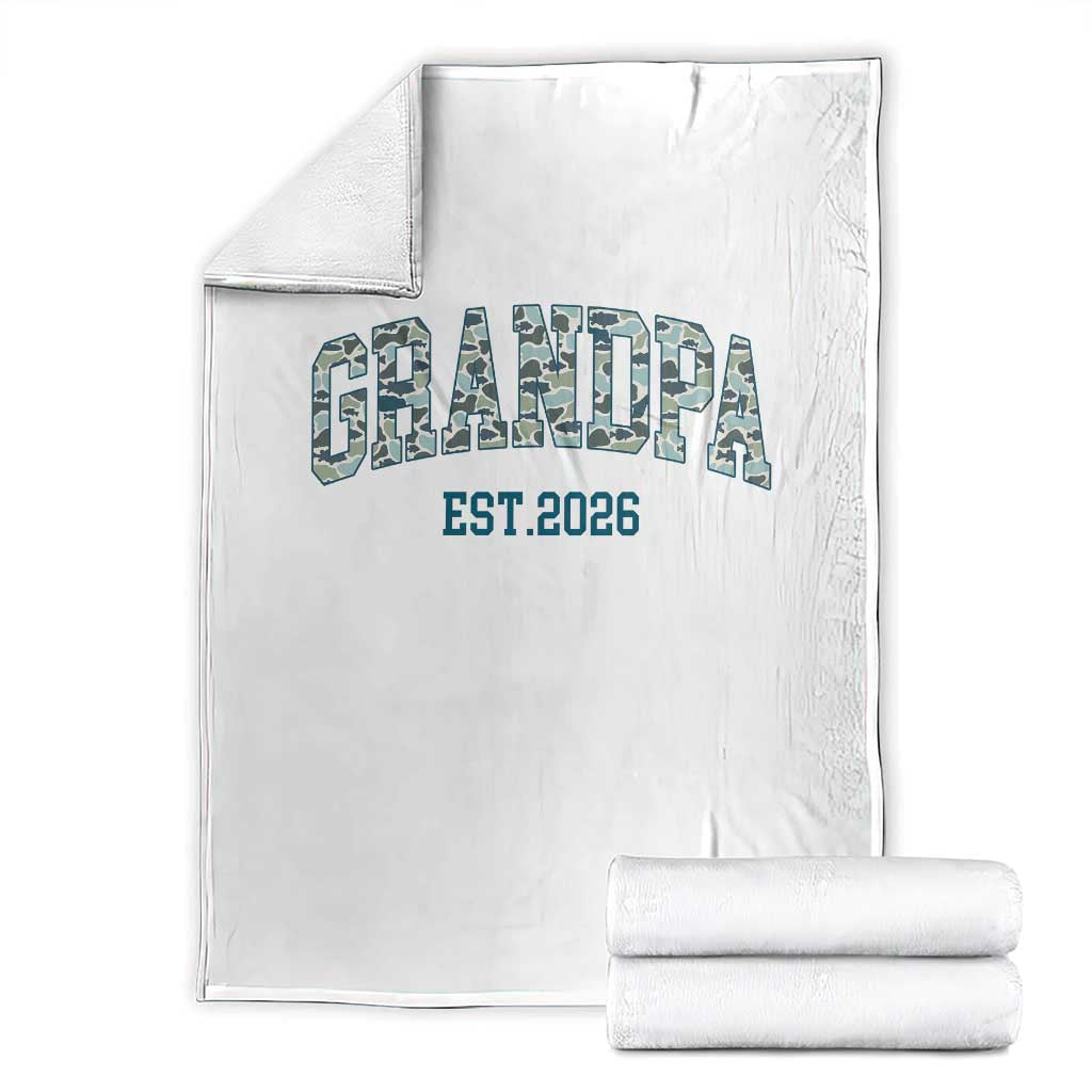 Promoted To Grandpa Est 2026 Throw Blanket Camo Fishing New Grandpa Gift TS12 White Print Your Wear