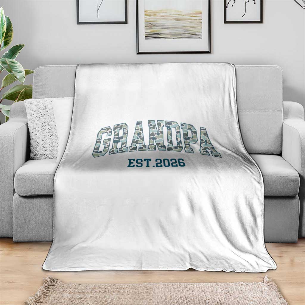 Promoted To Grandpa Est 2026 Throw Blanket Camo Fishing New Grandpa Gift TS12 Print Your Wear