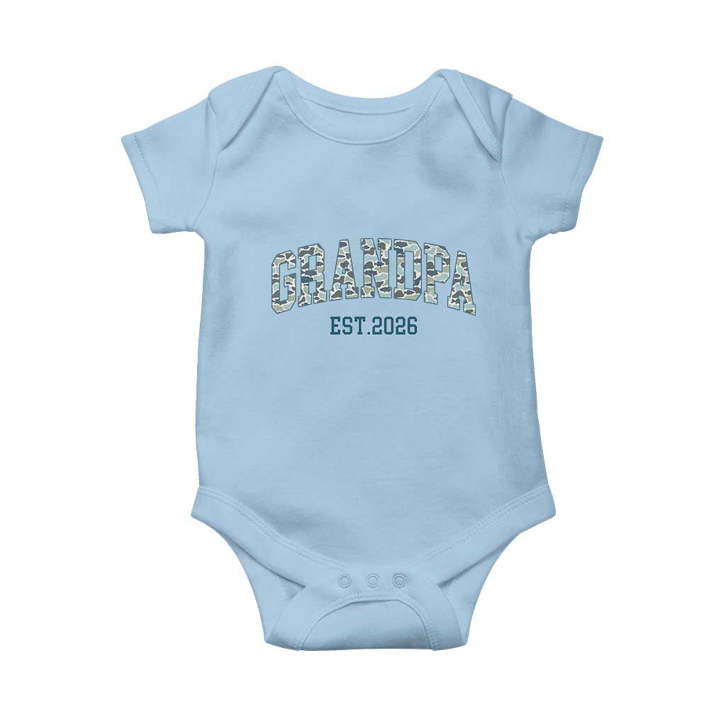 Promoted To Grandpa Est 2026 Baby Onesie Camo Fishing New Grandpa Gift TS12 Light Blue Print Your Wear