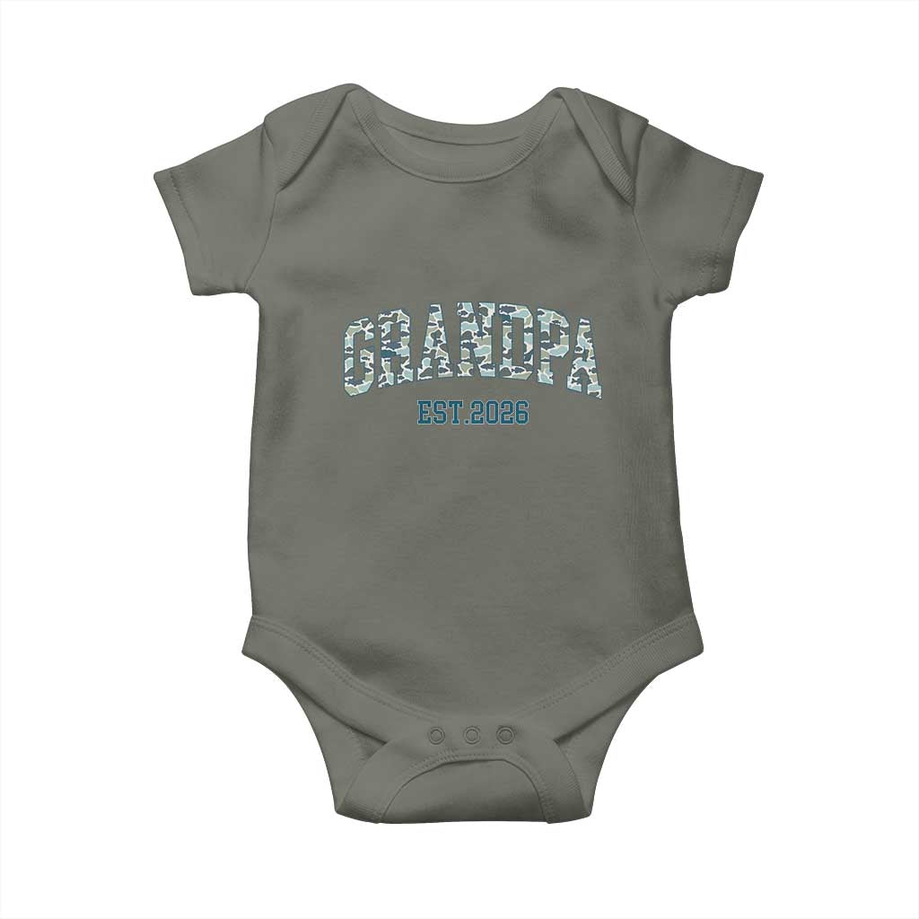 Promoted To Grandpa Est 2026 Baby Onesie Camo Fishing New Grandpa Gift TS12 Military Green Print Your Wear