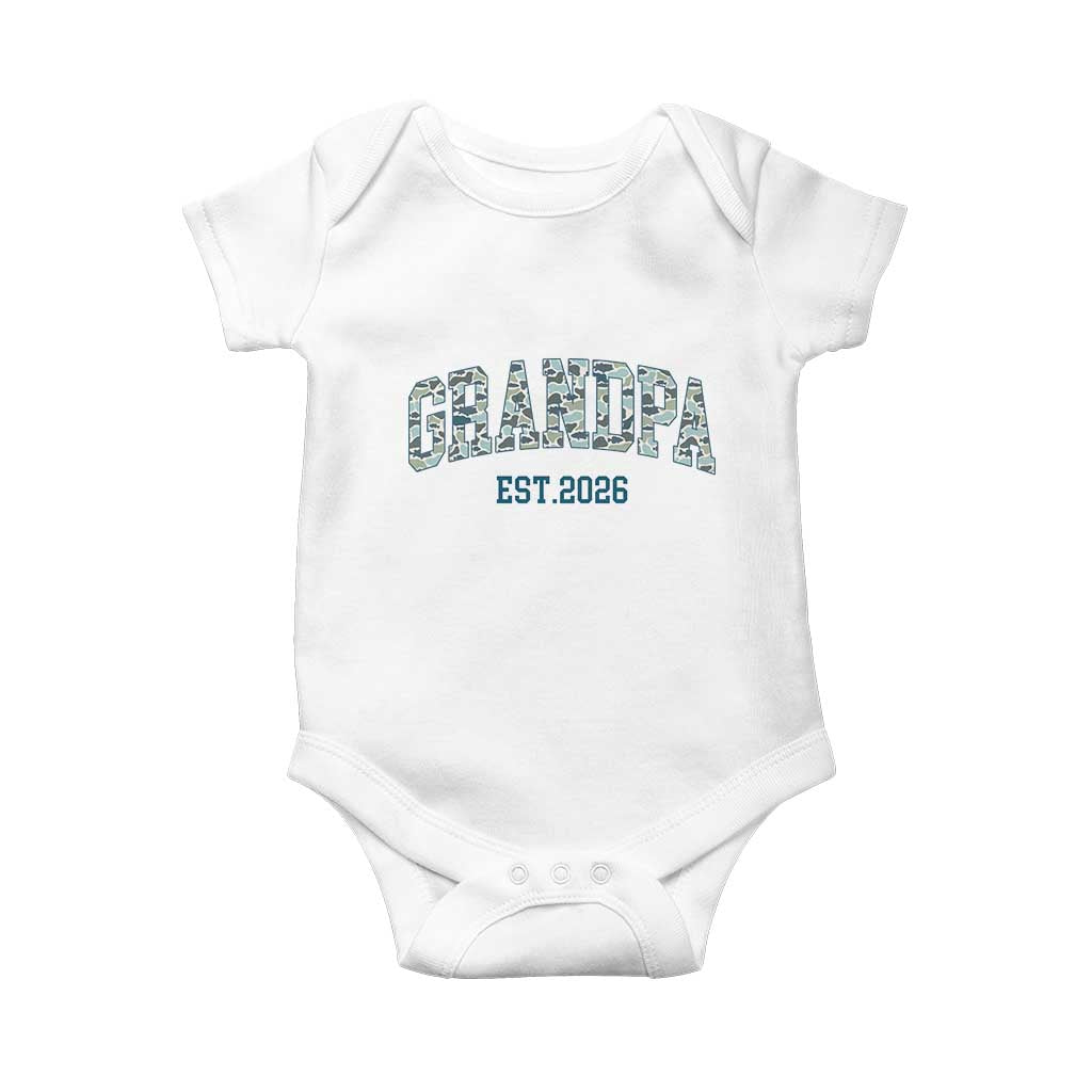 Promoted To Grandpa Est 2026 Baby Onesie Camo Fishing New Grandpa Gift TS12 White Print Your Wear