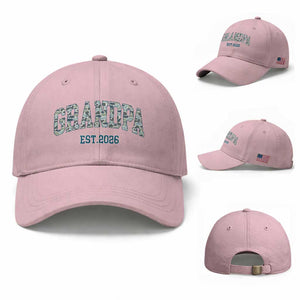 Promoted To Grandpa Est 2026 Baseball Cap Camo Fishing New Grandpa Gift TS12 Baseball Cap Universal Fit Light Pink Print Your Wear