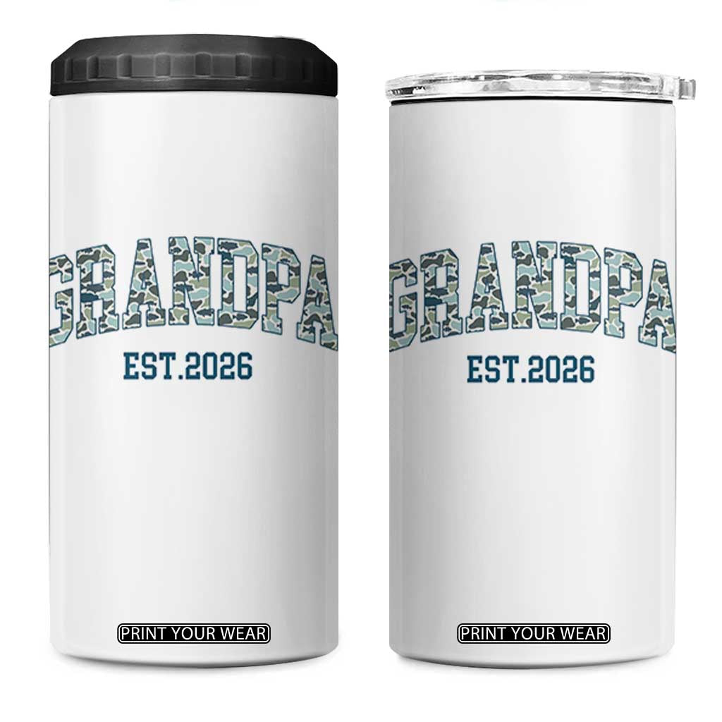 Promoted To Grandpa Est 2026 4 in 1 Can Cooler Tumbler Camo Fishing New Grandpa Gift TS12 One Size: 16 oz White Print Your Wear