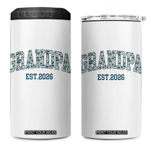 Promoted To Grandpa Est 2026 4 in 1 Can Cooler Tumbler Camo Fishing New Grandpa Gift TS12 One Size: 16 oz White Print Your Wear
