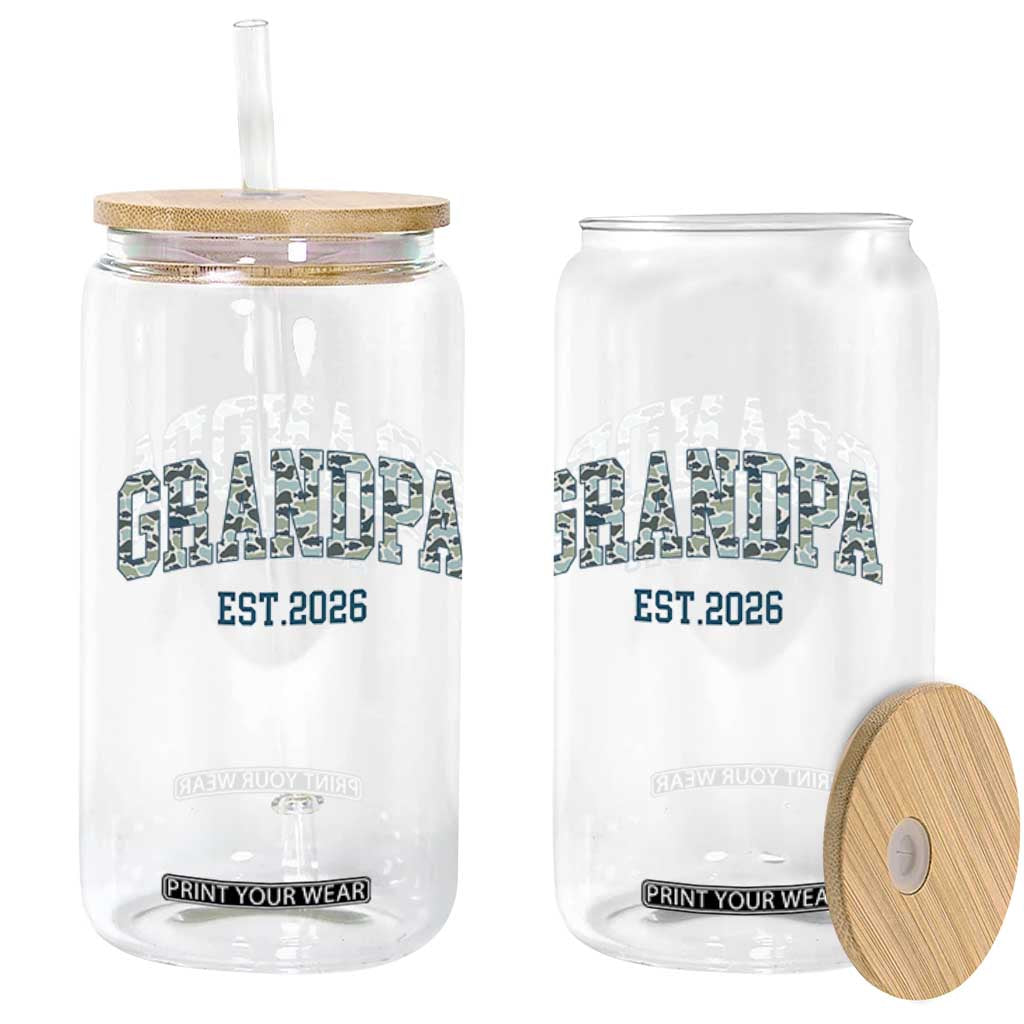 Promoted To Grandpa Est 2026 Glass Can Camo Fishing New Grandpa Gift TS12 Print Your Wear