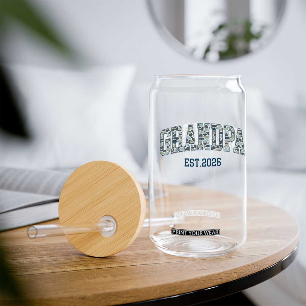 Promoted To Grandpa Est 2026 Glass Can Camo Fishing New Grandpa Gift TS12 Print Your Wear