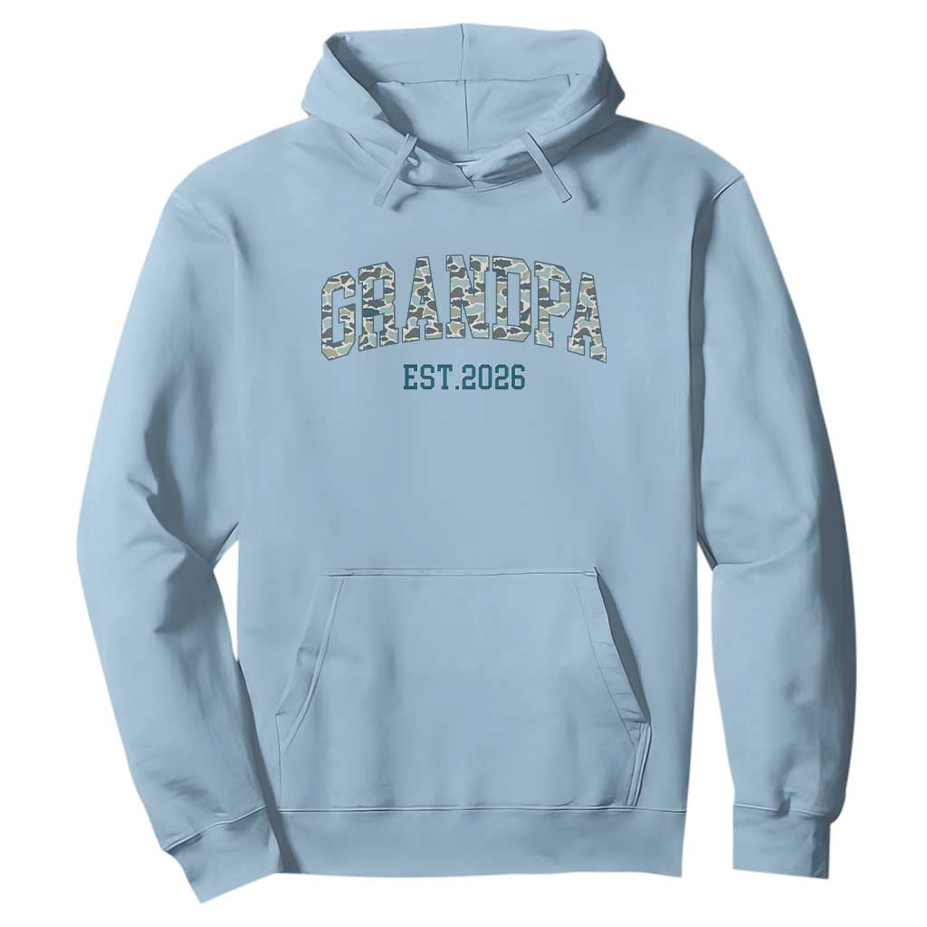 Promoted To Grandpa Est 2026 Hoodie Camo Fishing New Grandpa Gift TS12 Light Blue Print Your Wear