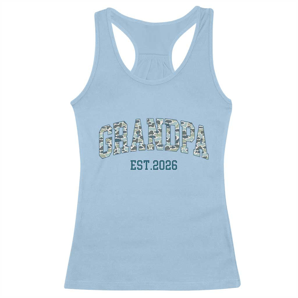 Promoted To Grandpa Est 2026 Racerback Tank Top Camo Fishing New Grandpa Gift TS12 Light Blue Print Your Wear