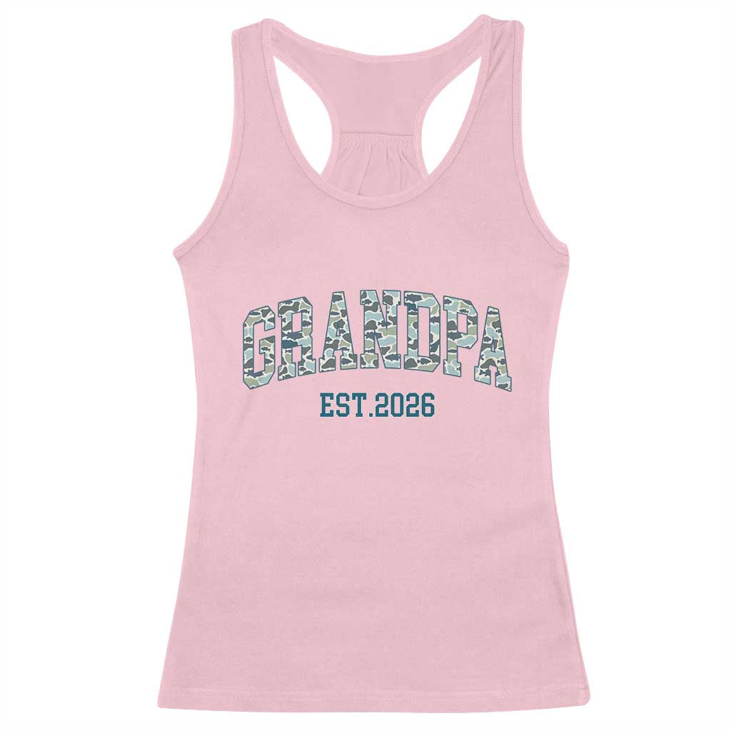 Promoted To Grandpa Est 2026 Racerback Tank Top Camo Fishing New Grandpa Gift TS12 Light Pink Print Your Wear