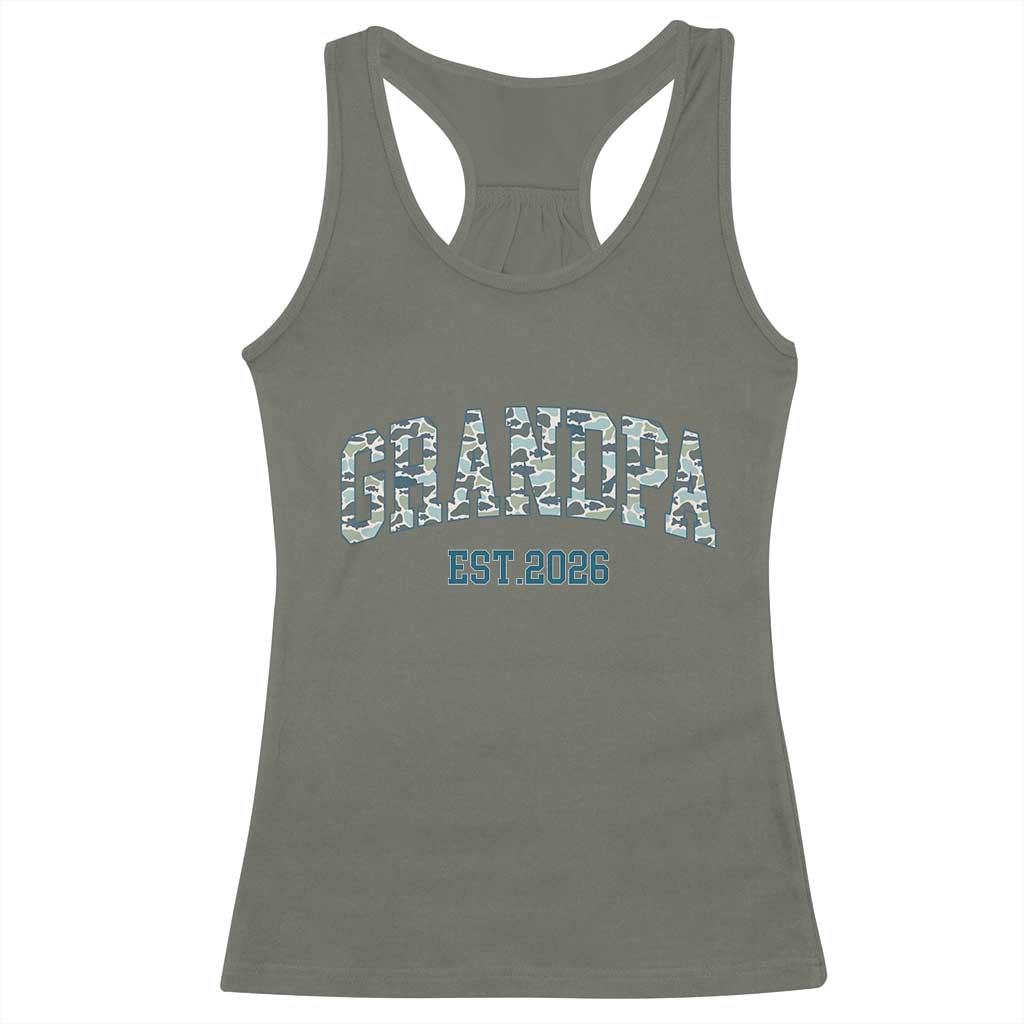 Promoted To Grandpa Est 2026 Racerback Tank Top Camo Fishing New Grandpa Gift TS12 Military Green Print Your Wear