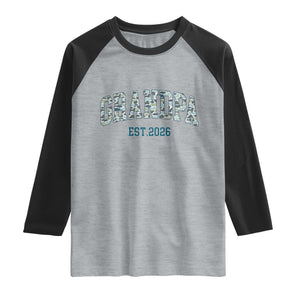 Promoted To Grandpa Est 2026 Raglan Shirt Camo Fishing New Grandpa Gift TS12 Heather Gray Black Print Your Wear