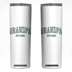 Promoted To Grandpa Est 2026 Skinny Tumbler Camo Fishing New Grandpa Gift TS12 White Print Your Wear