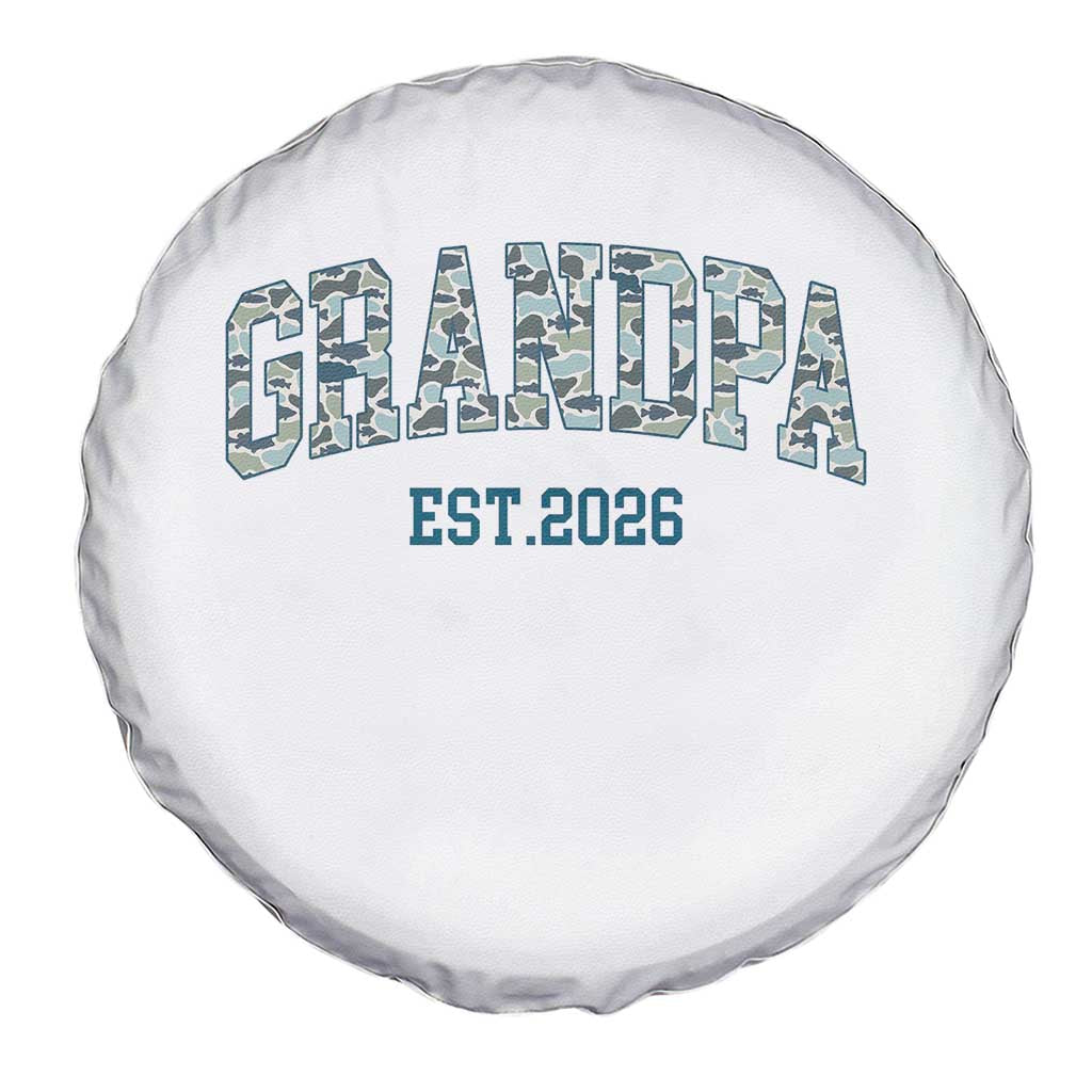 Promoted To Grandpa Est 2026 Spare Tire Cover Camo Fishing New Grandpa Gift TS12 Print Your Wear