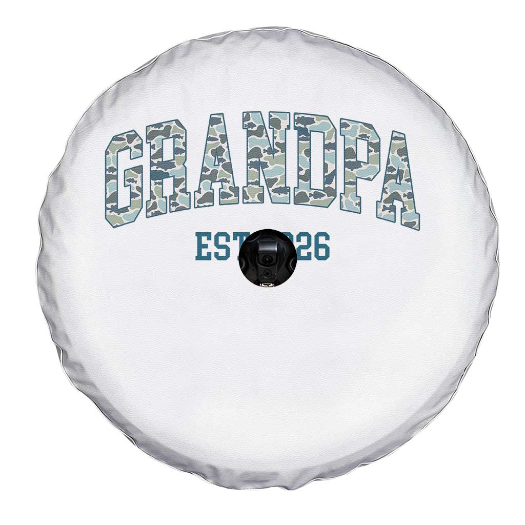 Promoted To Grandpa Est 2026 Spare Tire Cover Camo Fishing New Grandpa Gift TS12 Print Your Wear