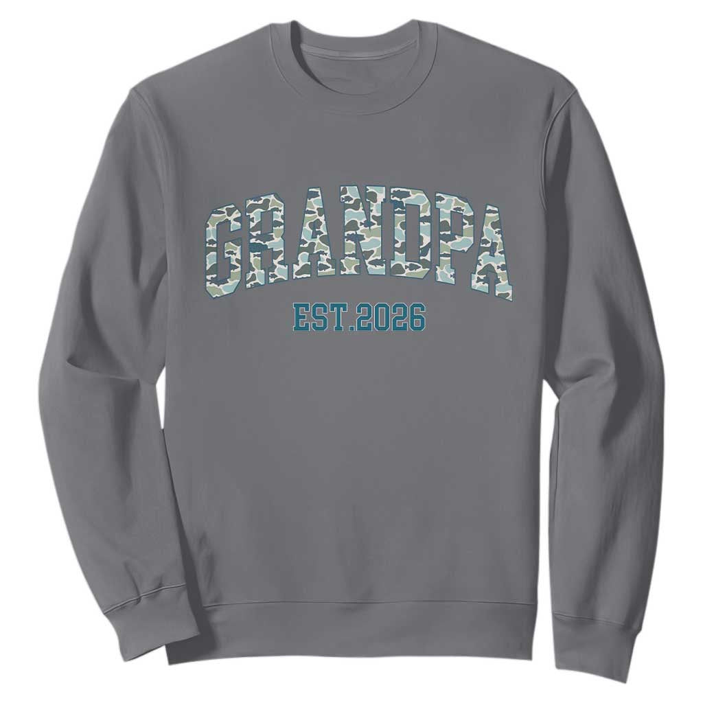 Promoted To Grandpa Est 2026 Sweatshirt Camo Fishing New Grandpa Gift TS12 Charcoal Print Your Wear