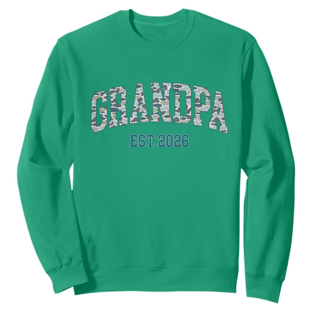 Promoted To Grandpa Est 2026 Sweatshirt Camo Fishing New Grandpa Gift TS12 Irish Green Print Your Wear