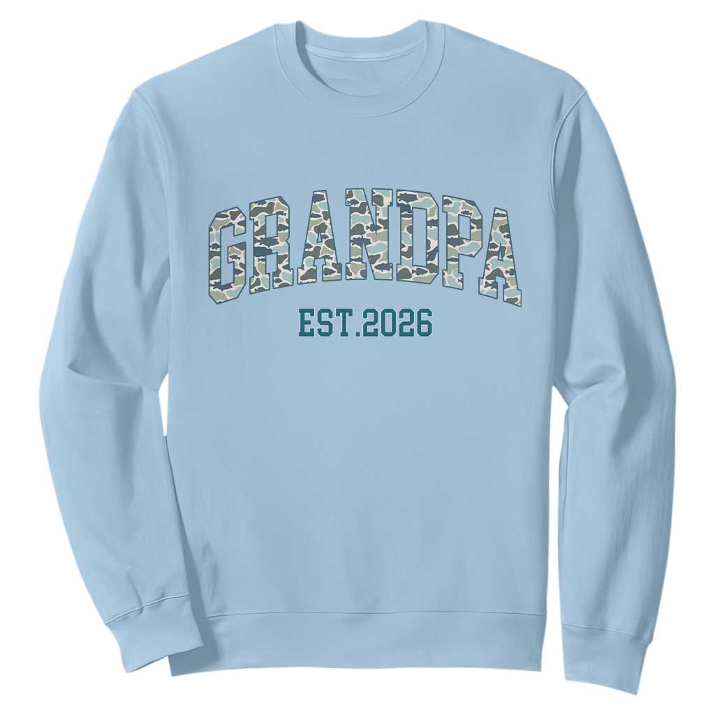 Promoted To Grandpa Est 2026 Sweatshirt Camo Fishing New Grandpa Gift TS12 Light Blue Print Your Wear