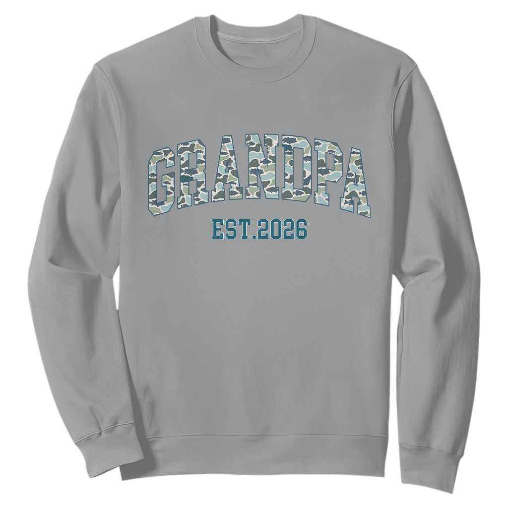 Promoted To Grandpa Est 2026 Sweatshirt Camo Fishing New Grandpa Gift TS12 Sport Gray Print Your Wear