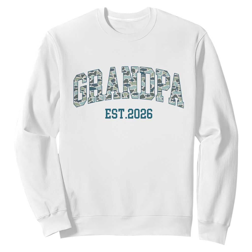Promoted To Grandpa Est 2026 Sweatshirt Camo Fishing New Grandpa Gift TS12 White Print Your Wear