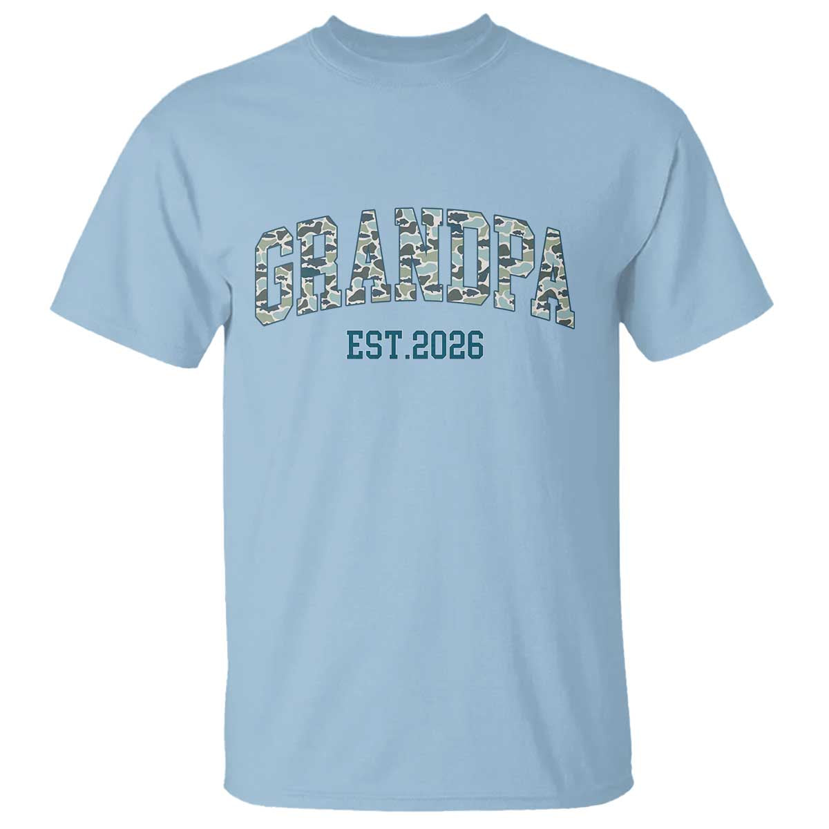 Promoted To Grandpa Est 2026 T Shirt Camo Fishing New Grandpa Gift TS12 Light Blue Print Your Wear