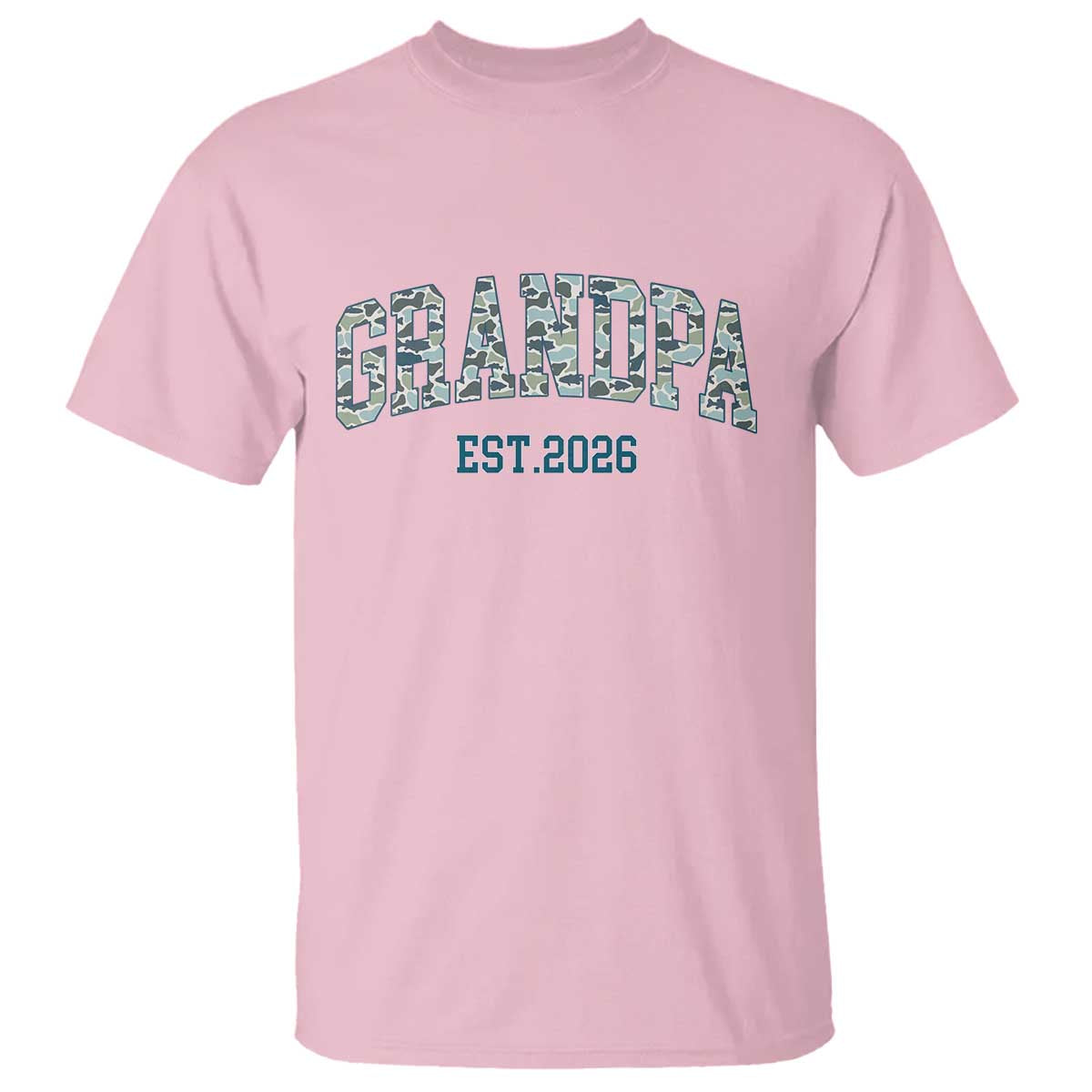 Promoted To Grandpa Est 2026 T Shirt Camo Fishing New Grandpa Gift TS12 Light Pink Print Your Wear