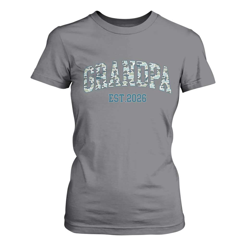 Promoted To Grandpa Est 2026 T Shirt For Women Camo Fishing New Grandpa Gift TS12 Charcoal Print Your Wear